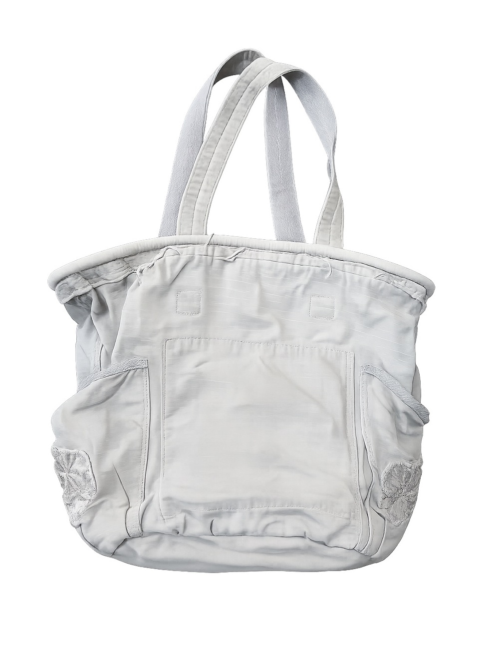 Thirty-One Retro Metro Tote Gray Floral Embroidered Shoulder Bag Travel Organize